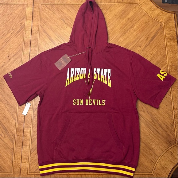 Mitchell & Ness Arizona State Sun Devils Pregame Hoodie Size Large Maroon Fleece